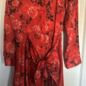 Red Floral Long Sleeve Dress